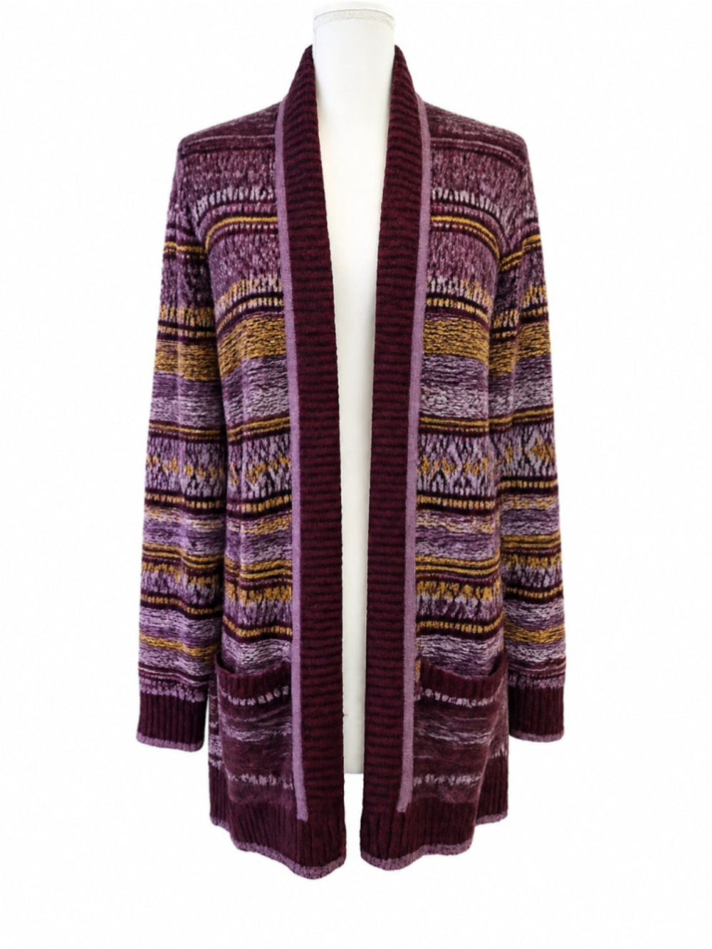 Christopher & Banks NWT XL Open Front Cardigan Sweater Marled Stripe NWT Purple